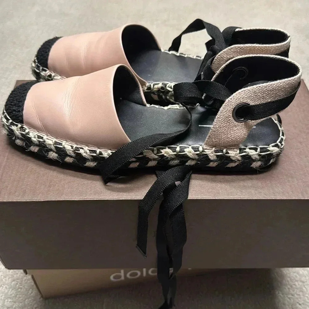 Linea Paolo Women's Ankle Wrap Braided Bottom Espadrille Flats Size 6.5 - Picture 6 of 8